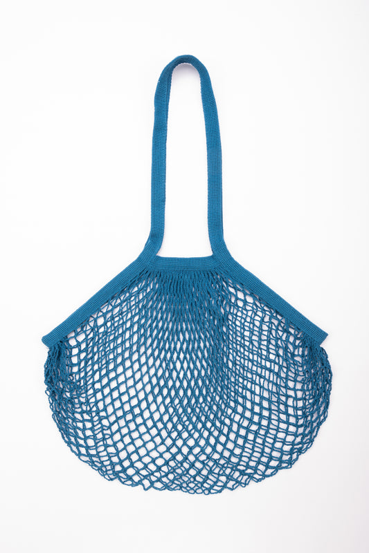 Reusable Cotton Bags - Teal Blue - Cotton String Bag - Long Handle