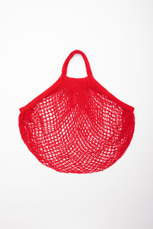 Reusable Cotton Bags - Red - Cotton String Bag - Short Handle